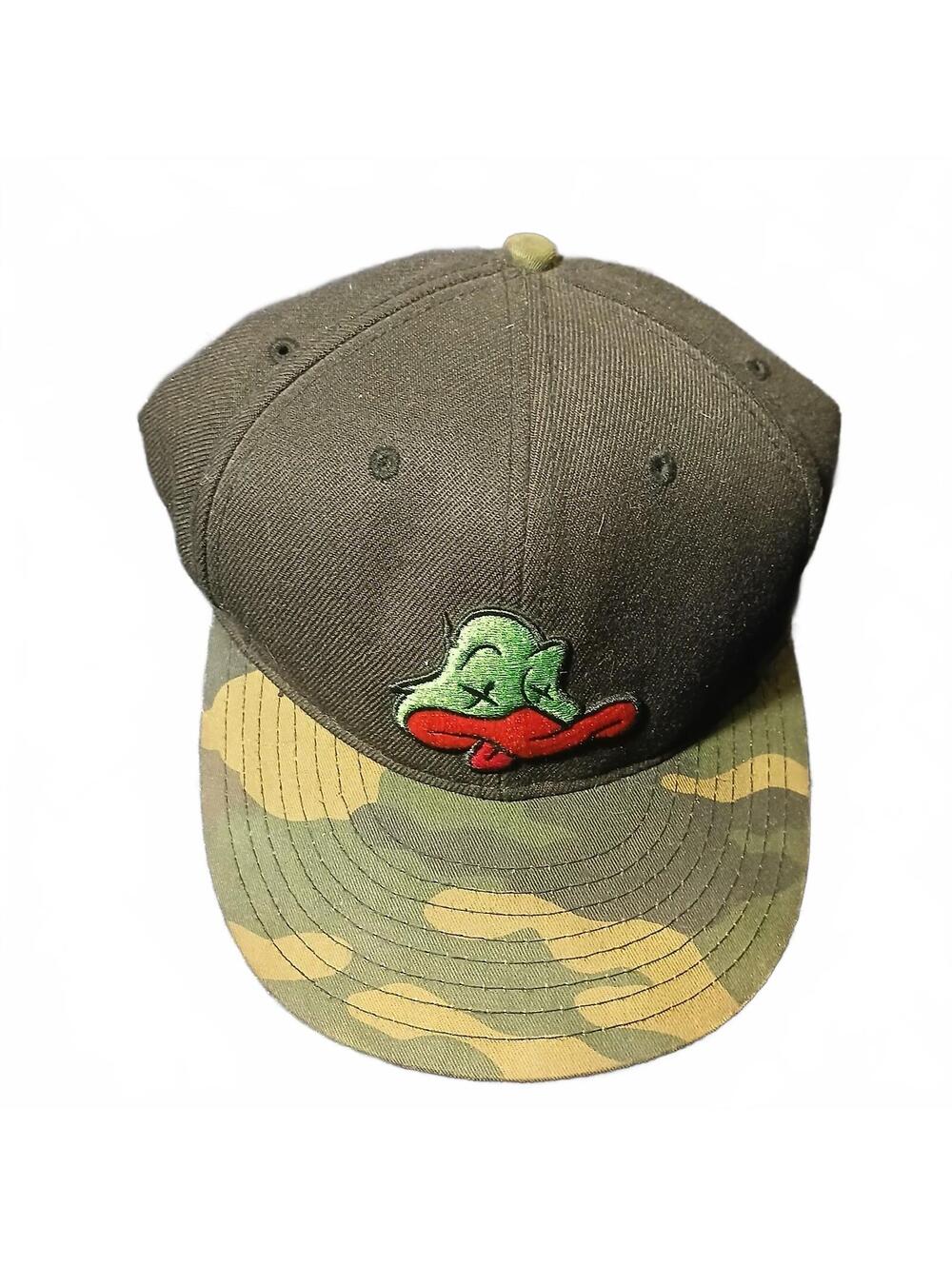 Tokey KEY duck logo snapback hat camo brim black orange cap